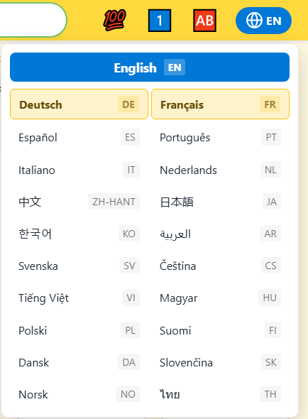 select language